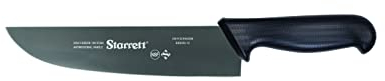 Starrett Professional Stainless Steel Chefs Kitchen Knives - Wide Straight Profile - 10-inch (250 mm) - Black Handle