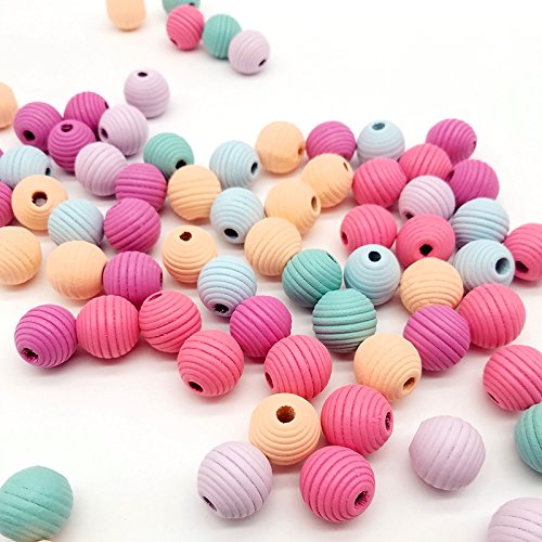 DAHI holzperlen 70stk bunt holzkugeln Runde gemischte holz perlen mit loch bastelnperlen für DIY Schmuck Herstellung (bunt-E/20mm-70stk)