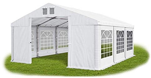 DAS COMPANY Partyzelt 5x6m Wasserdicht Weiß Zelt 560g/m² PVC Plane Ganzjährig Gartenzelt Winter ISD - Zeltgarage Winterfest - Dachzelt Hartschale - Zeltgarage - Winterzelt Pavillon - Weidezelt