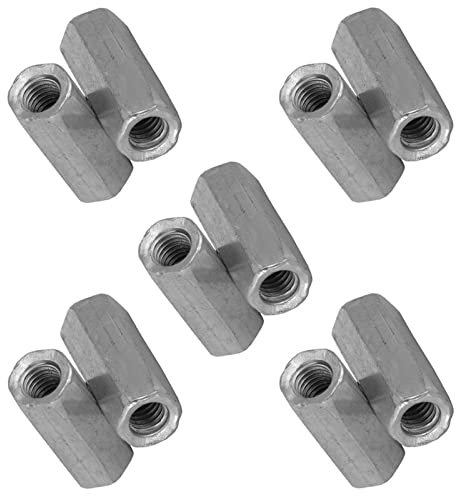 Tuerca hexagonal larga Tuerca de acoplamiento de varilla larga Sujetadores roscados Separadores roscados de acero al carbono recubiertos de zinc Tuerca de unión 10pcs(M6*25)