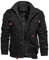 Raopuzi Winterparka Herren Fleece Gefüttert Winterjacke mit Viele Taschen Kapuze Warm Winter Mantel Übergangsjacke Militär Jacke mit Stehkragen (Schwarz, XL)