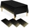 ELECLAND Lot de 3 nappes de fête rectangulaires en plastique noir et doré 137 x 274 cm confettis dorés pour pique-nique, fête prénatale, Halloween, décorations de Noël, Noir/Doré
