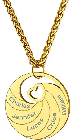 GoldChic Collier Personnalise 5 Prenom Enfant Bijoux Noms Pendentif d Amitie Famille Argent 925 Cadeau Amazon Preime Maman Arbre Genealogique de Vie Doré Fête des Mères Noël Mariage