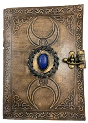 OVERDOSE Vintage Mondstein Leder Tagebuch – Antikes handgefertigtes Kantenpapier Leder gebundenes Tagebuch | Leder-Skizzenbuch – Zeichentagebuch – Vintage Design – 12 x 17 cm