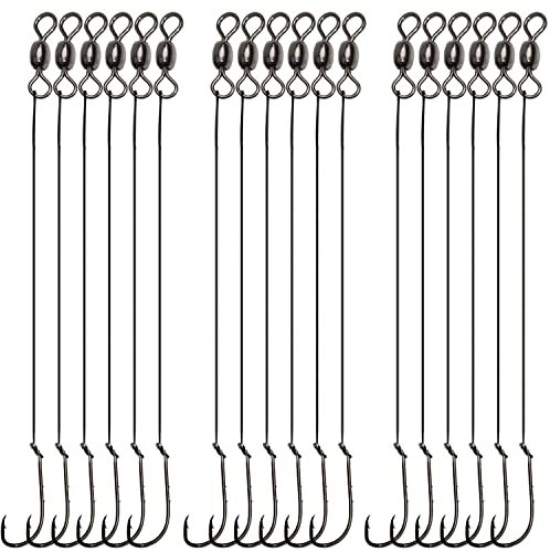 Angeldrahtvorfach Rig Haken, 30 Stück Köderhalter Haken unten Angelzubehör Salzwasser Stahl Drahtschnur Vorfach mit Drehhaken Snell Wels Angelköder Rig
