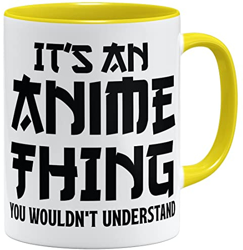 OM3® It's an Anime Thing Tasse Japan Manga Comic - Keramik Becher - 11oz 325ml - Beidseitig Bedruckt - Gelb
