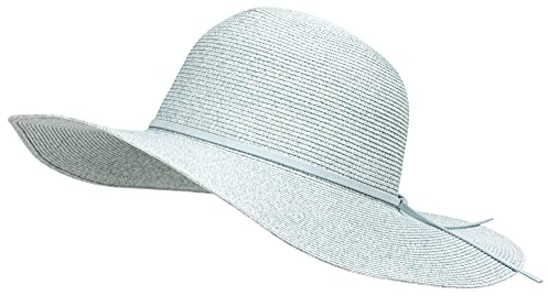 Caspar HT023 eleganter großer Damen Sommerhut Sonnenhut mit breiter Krempe und schmalem Schleifenband, Farbe:hellblau, Accessoires:One Size