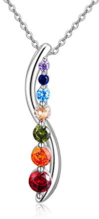925 Sterling Silber Chakra Halskette Yoga Anhänger Chakra Halsketten Heilkristalle Anhänger Schmuck Geschenke für Frauen
