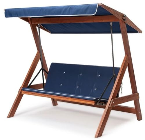 Casa Padrino Luxus Hollywood Schaukel Blau/Braun - Moderne Wetterfeste Garten Schaukel mit Sonnendach - Garten Möbel - Terrassen Möbel - Luxus Möbel