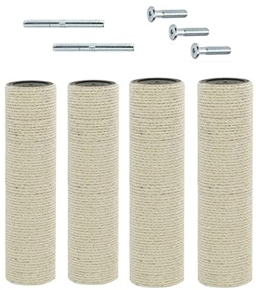 SHENGOCASE 4er-Pack Kratzbaum Ersatzpfosten 35,1 cm L 8,0 cm Ø Stange mit M8 Bolzen Katzenturm Relacement Pfosten DIY Katzenkratzbaum Ersatzteil Stange