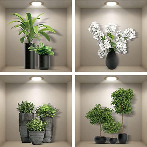 Lot de 4 Vases Tatouages Muraux Effet 3D - Stickers Muraux 3D Auto-Adhésifs avec Plantes Vertes Florales Arbre Bonsaï - Chambre Salon Chambre Enfants Cuisine Bureau Stickers Muraux Murales 40x40cm