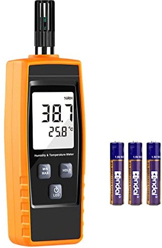 Handfeuchtigkeitsmesser, digitales Hygrometer-Thermometer, 0 ~ 100 % RH/-30 ~ 60 °C, LCD-Feuchtigkeitsmesser, Industrie, Landwirtschaft HVAC – Batterie im Lieferumfang enthalten