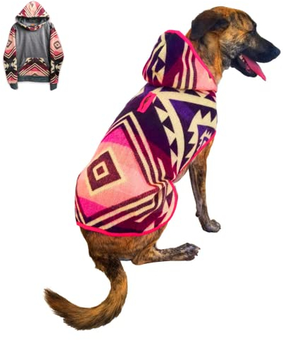 Ecuadog HUNDEPULLOVER für Hunde - Hundemantel Hundeponcho mit Kapuze - Partnerlook - Alle Jahreszeiten - Klettverschluss - HANDGEFERTIGT aus Ecuador - Nachhaltiges Produkt & Versand - Farbe Violeta- M
