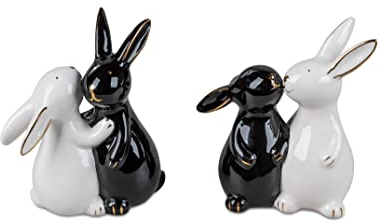 formano Geschenke und Dekoration zu Ostern- 1 Stück von 2 lustiges Hasenpaar 10cm schwarz/Weiss