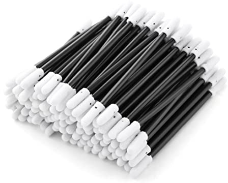AAwipes 3 Schaum-Reinigungstupfer Doppelte Runde Spitzen (200 Stk, Schwarz, 3,2 mm Doppelte Spitzen, 76 mm Länge), Doppelspitzige Q-Tip Schaumtupfer Reinigungsstäbe (D7220BLK)