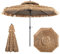 KOMFOTTEU Sombrilla de Playa Ø270/300cm, Sombrilla Hawaiana de Paja de PE, Parasol de Rafia Inclinable con 8 Varillas, Sombrilla con Doble Techo para Jardín, Terreza, Balcón (Ø292 x 252 cm, Sin luces)