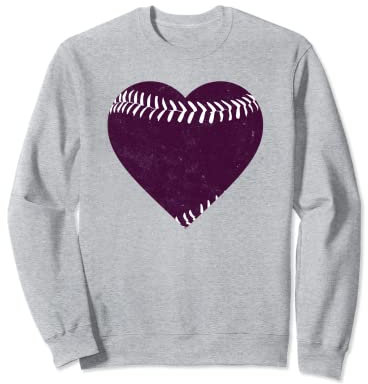 Vintage viola e bianco Baseball Cuore Felpa