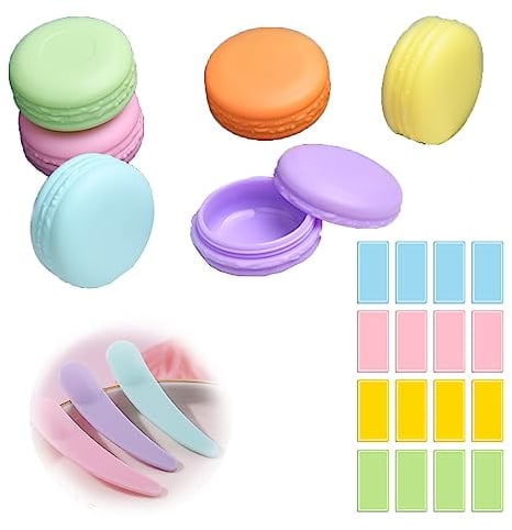 Kireida® 6 recipientes cosméticos de viaje con tapa, con 6 espátulas y 1 etiqueta adhesiva, minilatas para cremas, lociones y cosméticos, portátiles para viajes (10 ml, multicolor)