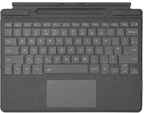 Rii SF108 - Surface Pro Type Cover, Tastiera wireless Bluetooth portatile ultra sottile con touchpad, retroilluminazione a 7 colori, compatibile con Microsoft Surface Pro 8/Pro 9/Pro X