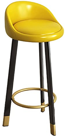 JUNNIU Moderner Küchen-Barstuhl, Restaurant-Barhocker, Theke mit Rückenlehne und Beinen aus schwarzem Stahl und Gold, Sitzhöhe 60 cm (Farbe: Gelb) Decoration
