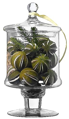 SOLAVIA Clear Glass Jar with Round Lid Hand Crafted Decorative BonBon Storage Container for Sweets, Candies, Jar for Kitchen Décor Gift, H30cm Kitchen Idea for Storage