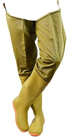 Stivali A Coscia Da Pesca Trampoliere alto da 80 cm, stivali da pesca resistenti all'usura in PVC impermeabile, adatti for terreni agricoli/acquacoltura (Color : Yellow, Size : 35 EU)