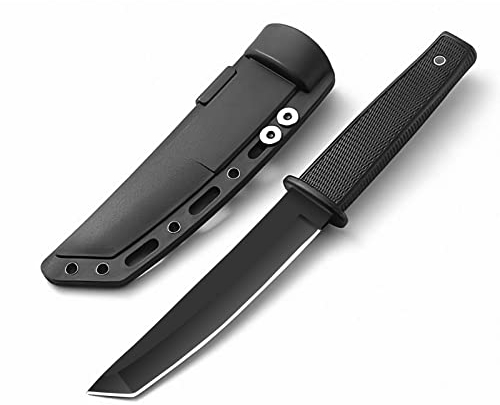 TIMKOSS Outdoor Camping Gürtelmesser Jagdmesser Überlebensmesser Survival Messer Edelstahl 440C, Angel Jagd Camping und Wanderwerkzeug, Gürtelmesser mit Kydex-scheide (Schwarz)