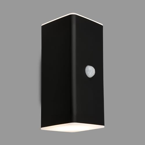 BRILONER - LED Wandlampe Akku mit Bewegungsmelder, Dämmerungssensor, 20 sek. Timer, Aussenlampe, Wandleuchte aussen, LED Strahler, Außenleuchte, Außenwandleuchte, 15,5x6,5x8,5 cm (HxBxT), Schwarz