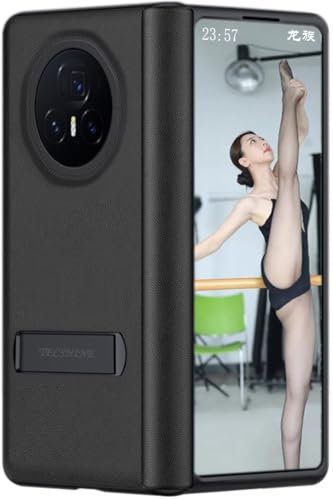 TECSHINE Scharnier Hüllen für Honor Magic V3. Einteilige Handy-hülle aus Leder. Lederholster/Handy Case für Honor Magic V 3 Faltdisplay Handyhülle -Schwarz