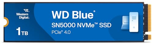 WD Blue SN5000 NVMe SSD 1 TB interne SSD (Geschwindigkeiten von bis zu 5.150 MB/s/4.900 MB/s Lesen/Schreiben, 600 TBW, Western Digital nCache 4.0, Acronis True Image for Western Digital)