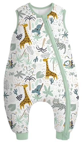 Yoofoss Gigoteuse d'hiver à Pieds Bébé Coton 2.5 TOG Sac de Couchage Turbulette avec Jambes et Fermeture éclair Hiver Emmaillotage 70 cm pour Nouveau-né Garçons Filles 6-18 Mois