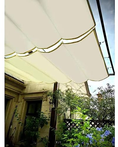 Rygcrud Pergola Auvent Rétractable Voile D'ombrage Imperméable, Auvent De Terrasse Extérieur - Fil Coulissant Ombrage en Tissu Système, Toit Pare-Soleil pour Terrasse De Maison en Verre(3x5m)