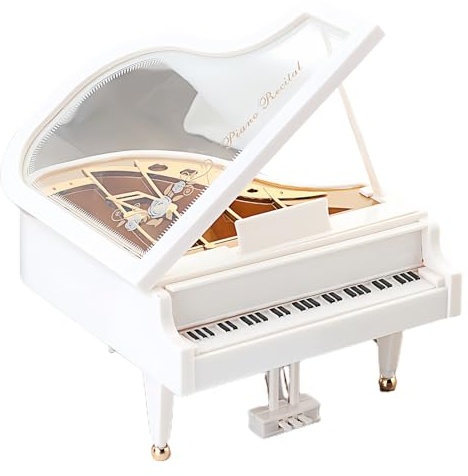 Musiin Grand Piano Music Box Desktop Ornament(white) | Open the lid and a beautiful melody immediately plays, creating a warm and peaceful atmosphere to relax your mind.