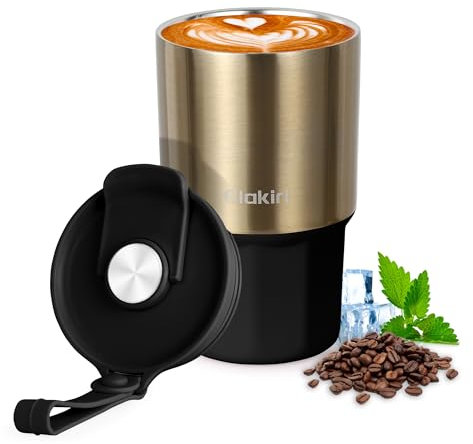 ELAKIRI Tasse à café isotherme avec couvercle 15oz/460ml, mug isotherme cafe en acier inoxydable 316, termosse cafe chaud à double paroi, étanche