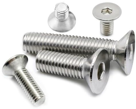 Tornillos de cabeza plana M4-0,7 x 6 mm, acero inoxidable 18-8 (304), acabado brillante, llave Allen, tornillos de máquina, tornillos hexagonales interiores, 50 unidades