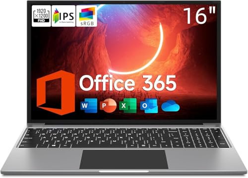 jumper Laptop 16 Zoll Metallgehäuse, bis zu 2,5 GHz Celeron 5305U (4 GB RAM 128 GB SSD), Notebook installiert 1 Jahr 365 Office, Windows 11, 1920 x 1200 IPS, Bluetooth 4.0, USB 3.0 × 2