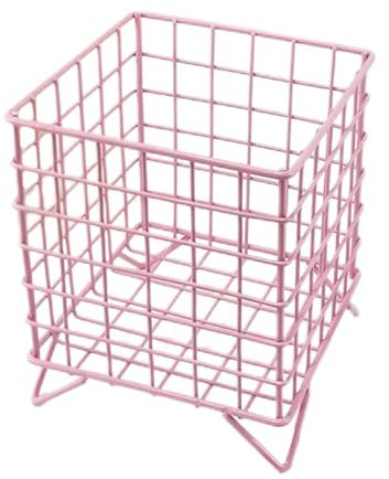 Verve Jelly Coffee Capsule Storage Basket, Square Coffee Pod Organizer Metal Espresso Pod Stand Rack Large Capacity K Cup Holders for Home Office, Kitchen, Living Room, 5.3*5.3*6.3in, Pink