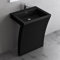 doporro Lavabo sur Pied Noir Mat Vasque Colonne en Fonte Minérale Lave Mains Rectangulaire pour Salle de Bain 60x48x83cm Colossum07