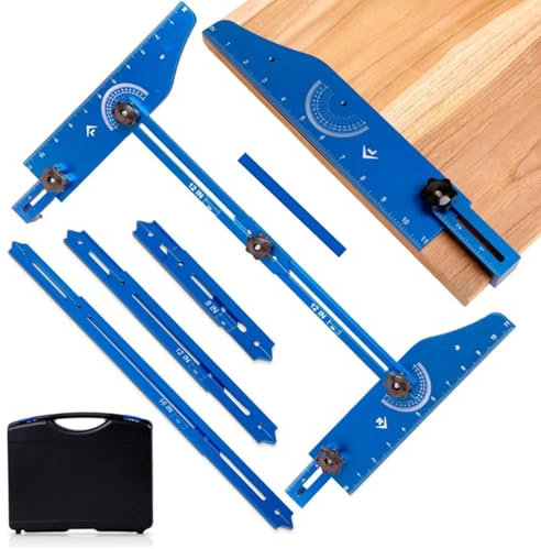 Treppenstufen-Schablonen-Werkzeug, Verstellbare Treppenstufen-Messlehre, Treppenstufen-Messwerkzeug-Vorrichtung, Längen-Tiefen-Messlehre aus Aluminiumlegierung mit Koffer für