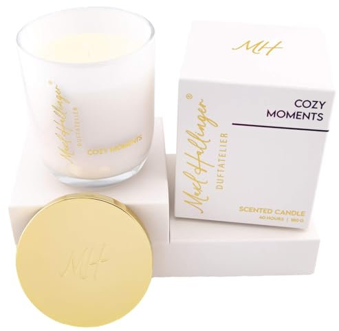 Hallingers Cozy Moments - Duftkerze aus Sojawachs bis 40h Maxl Hallinger Duftatelier, scented candle, Duftkerzen im Glas (Glas & Karton) - Geschenk im Sommer & als perfektes Grillgeschenk | Geburtstag