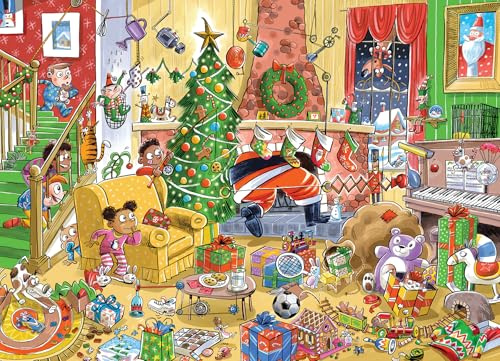 Cobble Hill 3844513 Verrückte Weihnachten, 1000 Teile Puzzle inkl. Puzzleposter für Erwachsene und Kinder ab 12 Jahren, Wimmelbild, Cartoon