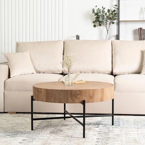 MEBEL ELITE Couchtisch Rund 79,5x79,5x43,5 cm - Modern Wohnzimmertisch Holz Optik - Sofatisch Rund für Wohnzimmer und Büro - Runder Tisch Pflegeleichter und Schmutzabweisender