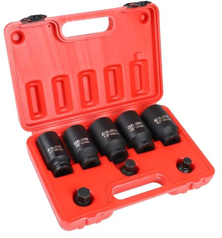 MIGUBIGU 8 Pcs Coffret de Douilles Clé à Choc 1/2’’, 30 32 34 35 36 mm, Douilles à Chocs Hexagonales, Douille à Choc 12 Pans, Jeu de Douilles à Chocs en Acier au Chrome Vanadium