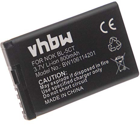 vhbw Akku Ersatz für Nokia BL-5CT für Handy Smartphone Telefon (800 mAh, 3,7 V, Li-Ion)