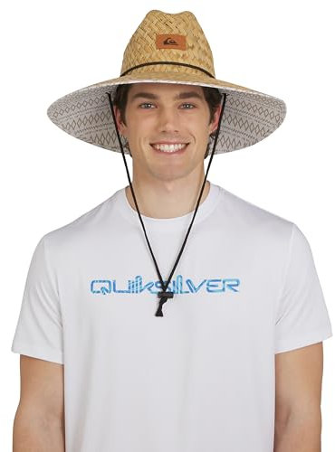 Quiksilver Wide Brim Outdoor Sun Protection Lifeguard Straw Chapeau de Soleil, Beige, S/M Homme