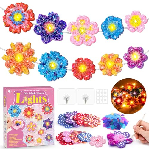 Bastelset Kinder ab 6 4 5 Jahre Geschenk Mädchen 7 5 6 9 8 10 Jahre, Blumen Basteln Mädchen 8-10-6-5 Jahre Mit LED Lichterkette Spielzeug ab 4-12 Jahre für Geburtstagsdeko Weihnachtsgeschenke Deko