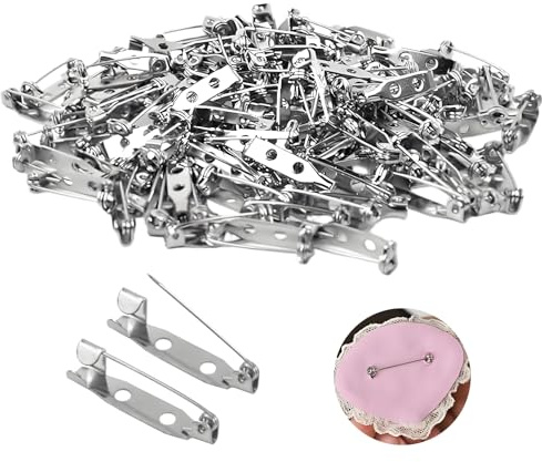 100 Stück Broschennadeln 25mm Broschennadel Sicherheitsnadel Broschennadeln Sicherheitsnadeln für Schmuck Handarbeit DIY Anstecknadel für Schmuck, Silber Anstecknadeln