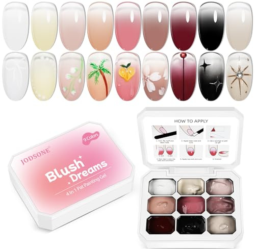JODSONE Set di 9 smalti gel per unghie con effetto sfumato e colorato, per nail art e saloni di bellezza