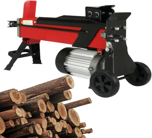 JMOUZHG Electric Log Splitter, 8 Tons Splitting Power, Feller for 35cm Diameter Wood,With Foot Switch, Cross Head, 55cm Length