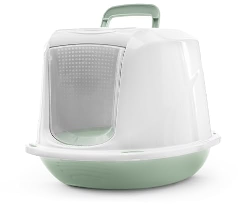 Record Arena+ Litière pour Chats fermée avec poignée et Filtre, Vert 57 x 39,5 x 38 cm. Toilettes en Plastique Design Moderne, Facile à Nettoyer, fabriqué en Italie